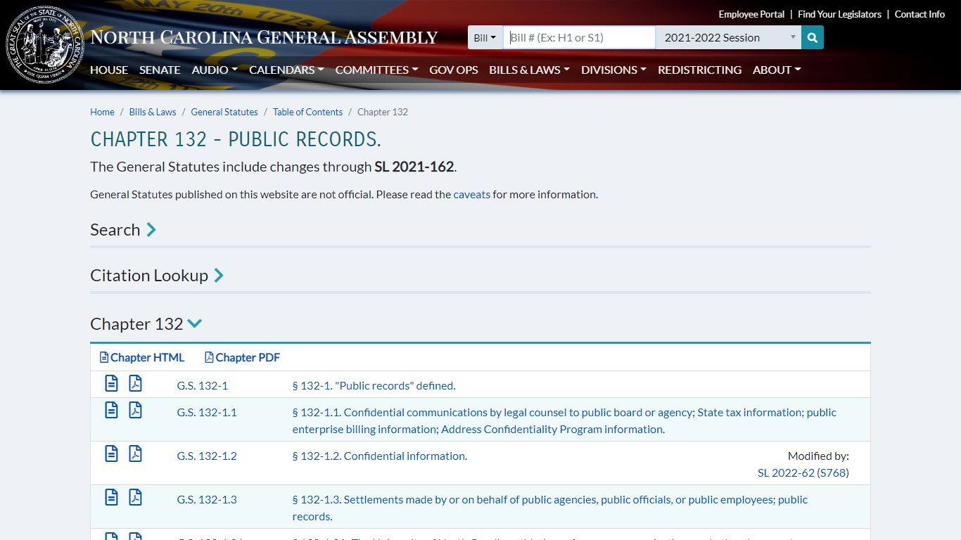 Chapter 132 - Public Records. - North Carolina General ...