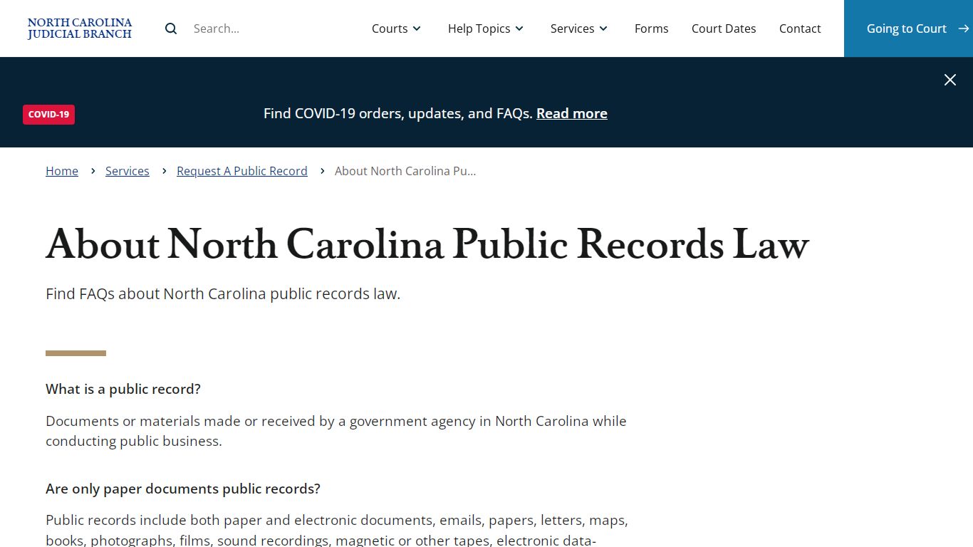 About North Carolina Public Records Law | North Carolina ...